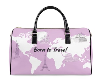 Born to Travel Läderreseväska | Världskarta, Flygrutt