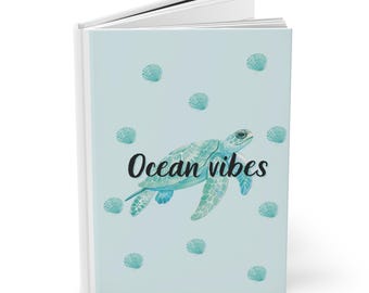 Ocean Vibes havssköldpadda Inbunden Journal | ljusblått snäckmönster