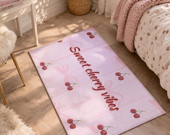 Matta med söta körsbärsvibbar | Matta med rosa körsbärsmönster