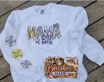 Mama Of Both Baseball and Softball Crewneck | Customized Sweatshirt