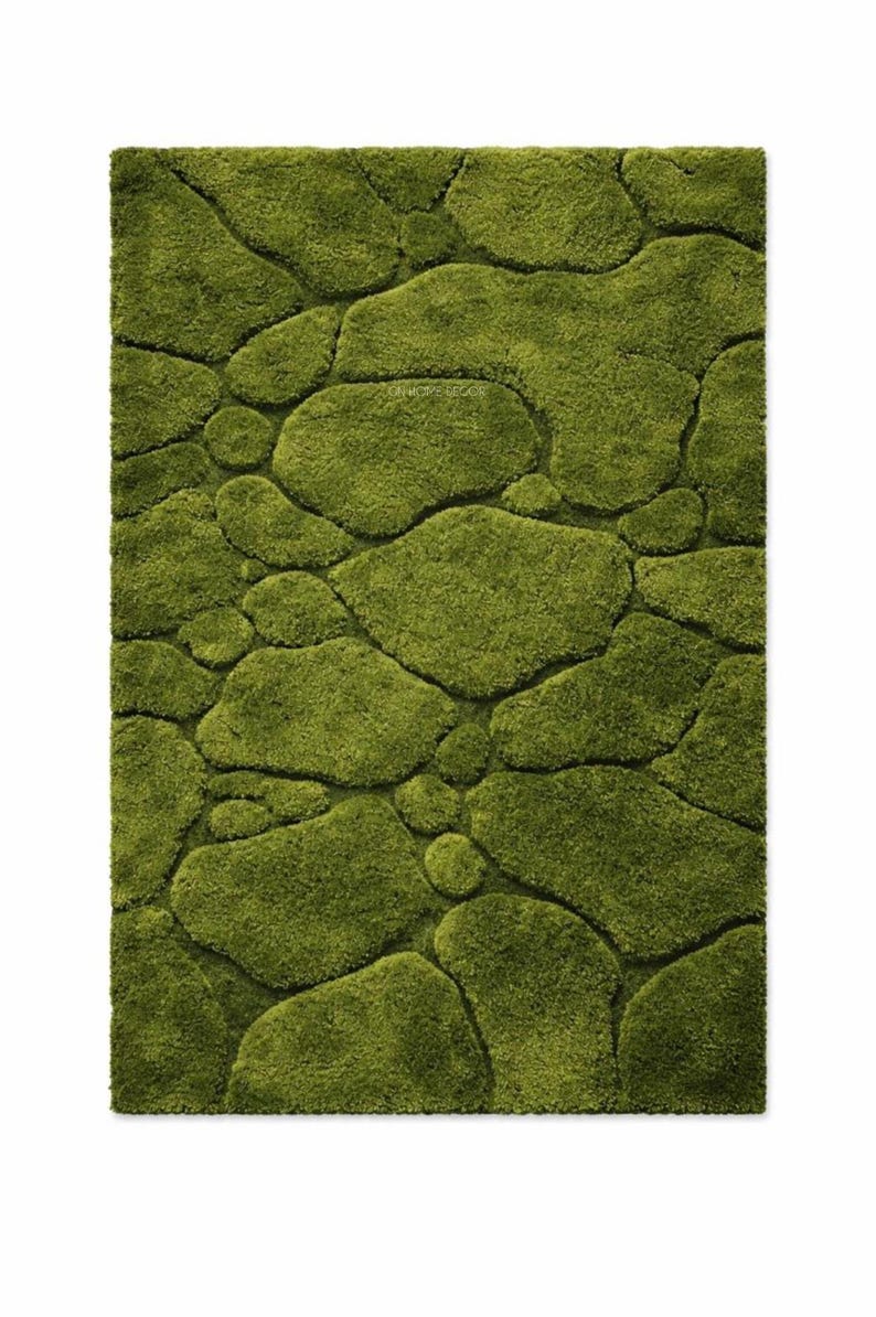 Green Moss Pebble Hand Tufted Rug | 3D Textured Organic Carpet - Etsy