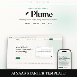 Next.js AI SaaS Starter Template, Full-Stack Boilerplate, AI Chat, Stripe Credits Billing, Authenticatie, Teams, Beheer, TypeScript, Tailwind