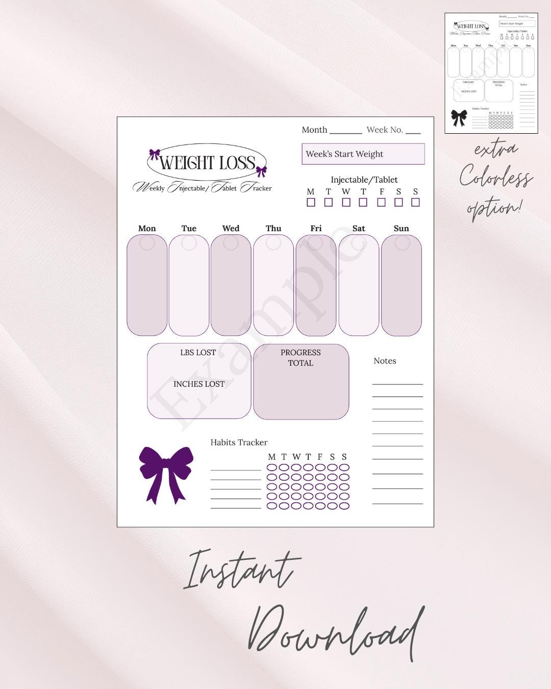 GLP-1 Weight Loss Tracker Printable | Semaglutide & Tirzepatide Weekly ...