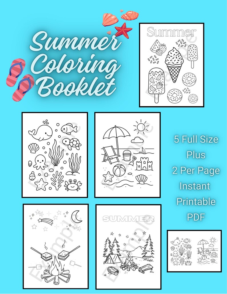 Summer Coloring Pages Booklet | Beach, Ocean, Camping, Treats (instant ...
