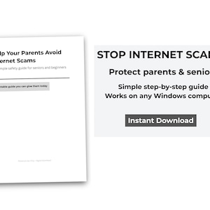 Guide mot internetbedrägerier för seniorer, Skydda föräldrar från popup-bedrägerier, Utskrivbar guide om datorsäkerhet, Hjälp äldre att undvika bedragare (PDF)