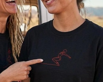 Minimalist single-line art | Red Line Elegant Dancer T-Shirt