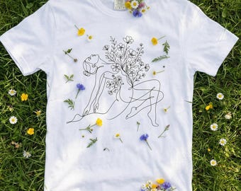 Bloom Within En linje minimalistisk grafisk t-shirt