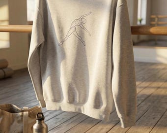 Minimalist Dancer Fine Line Art Crewneck, Somatic Movement Sweater