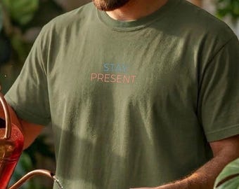 Stay Present T-Shirt, Minimalist Mindfulness Tee, Comfort Colors Soft Cotton
