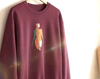 Abstract Body Positivity Sweatshirt – Line Art Pullover, Yoga Apparel