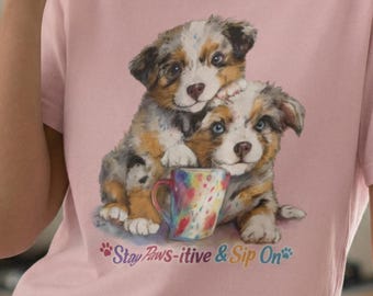 Australian Shepherd Puppy Coffee Mug Illustration T-shirt