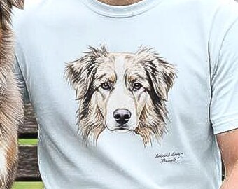 Australian Shepherd Portrait T-Shirt | Watercolor Aussie Dog Face Tee