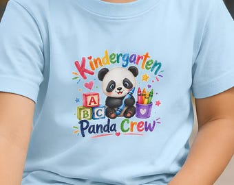 Youth Kindergarten Panda Crew Tee, ABC Blocks Back-To-School Shirt