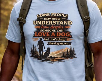 Aussie Dog Lover T-Shirt | Mountain Hiker with his Australian Shepherd Scene