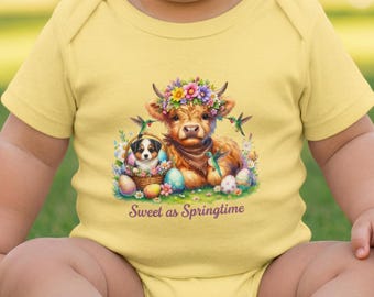 Highland Cow Infant Bodysuit | Easter Baby Onesie