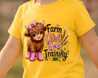 Farm Girl in Training Toddler Tee | Cute Calf Illustration, Pink Boots