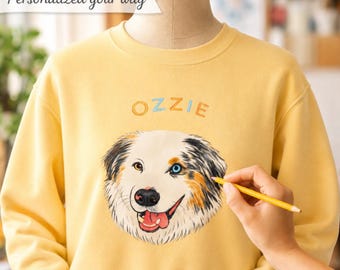 Animal Lover Customized Sweatshirt, Personalized Pet Portrait and Your Pets Name