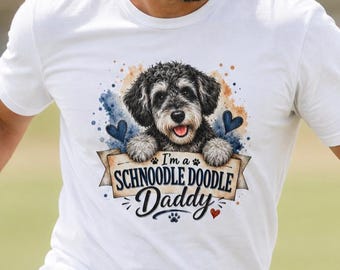 Schnoodle Doodle Daddy T-Shirt | Cute Schnoodle Dog Portrait