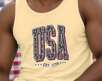 USA Patriotic Tank Top, Dog Pattern 1776 - 2026