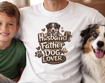 Australian Shepherd "Husband Father Dog Lover" T-Shirt, Father's Day Tee