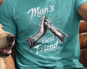 Man's Best Friend Hands Design T-shirt | Dog Paw Prayer Illustration