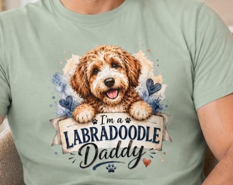 Labradoodle Daddy T-shirt | Watercolor Puppy Portrait, Father's Day Gift