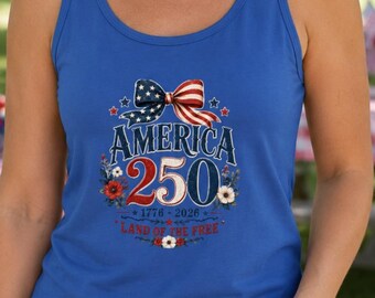 America 250 1776-2026 Patriotic Tank Top, Land of the Free