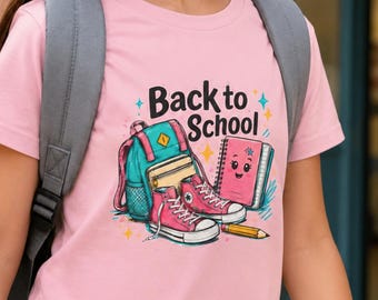 Youth Back to School Backpack Sneakers T-shirt, Notebook Pencil Graphic