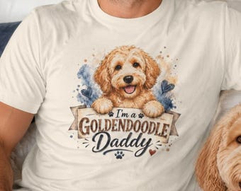 Goldendoodle Daddy T-Shirt, Watercolor Dog Dad Tee