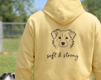 Sudadera con capucha suave y resistente con cara de pastor australiano / Sudadera con capucha minimalista para amantes de las mascotas