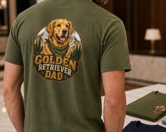 Golden Retriever Dad T-Shirt | Dog Lover Tee, Pet Owner Apparel, Front and Back Design