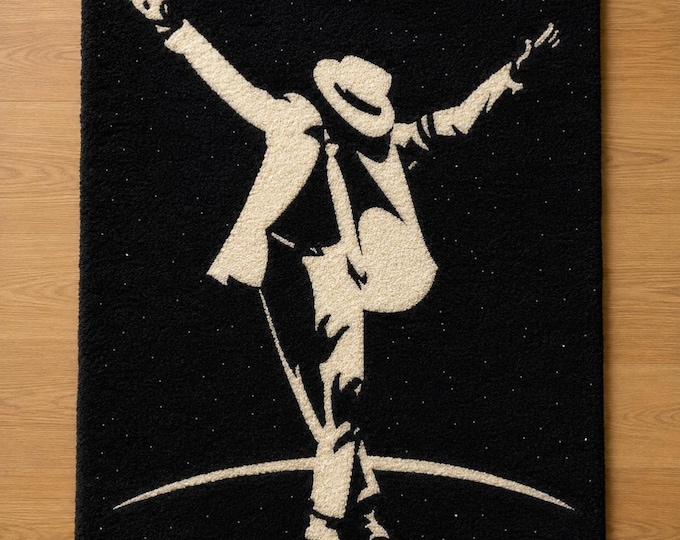 Michael Jackson Wall Hanging Rug, Smooth Criminal Pop Art Carpet, Handmade Silhouette Area Rug, King of Pop Aesthetic Wall Art Decor