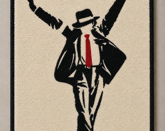 Michael Jackson Wall Hanging Rug, Smooth Criminal Pop Art Carpet, Handmade Silhouette Area Rug, King of Pop Aesthetic Wall Art Decor