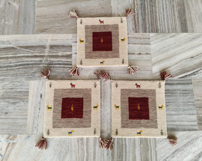 Hand-Woven Wool Handloom Gabbeh Rug – Tribal Animal Motif, Boho Nursery, Bedside Mat