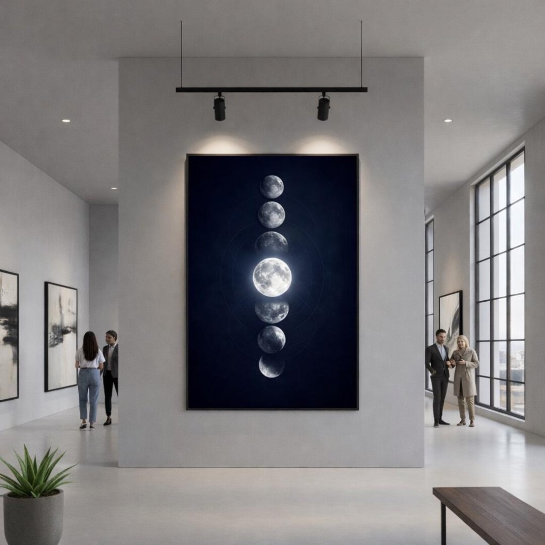 Moon Phases Poster Matte Canvas Framed | Lunar Phase Wall Art - Etsy