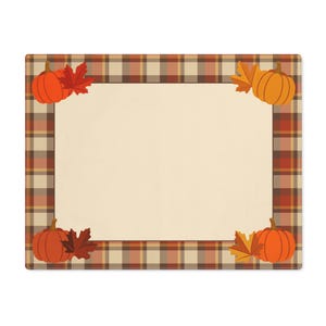 Fall Placemat, Rust Plaid Thanksgiving Placemat, Autumn Table Decor, Dining Table Mat, Bold Plaid Matching Set