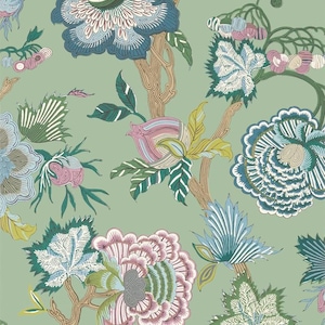 Thibaut INDIENNE JACOBEAN Wallpaper, Chinoiserie Floral Wallpaper, Vintage Botanical Wall Mural, Exotic Garden Print, INDIENNE By Thibaut