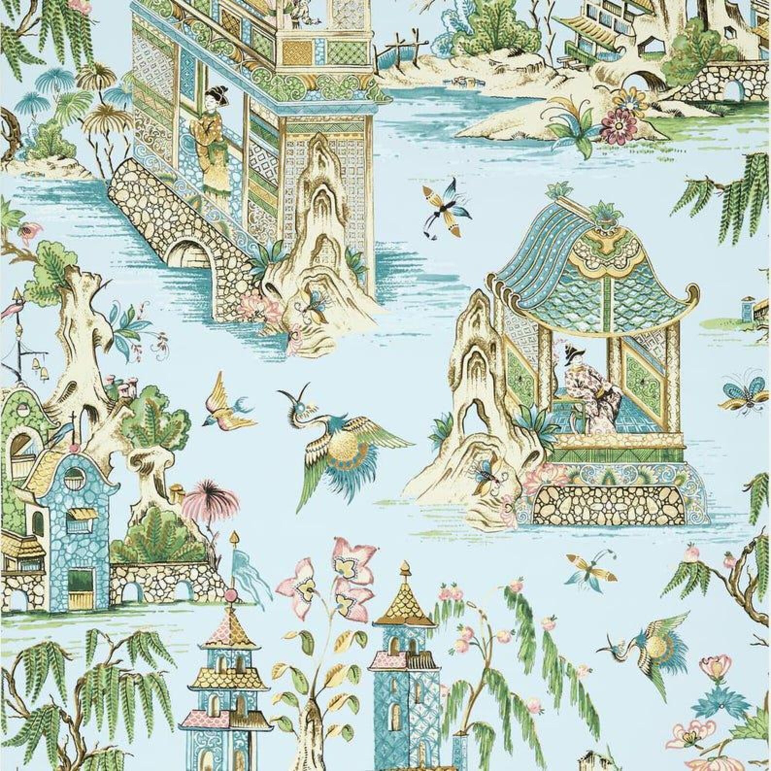 Thibaut GRAND PALACE Wallpaper, Chinoiserie Scenic Wallpaper, Garden ...