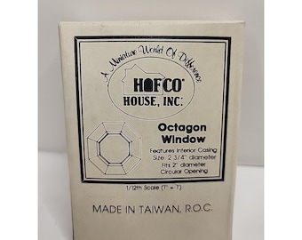 Ventana octogonal de madera en miniatura para casa de muñecas, marca HOFCO, NOS (nueva, sin usar), escala 1/12.