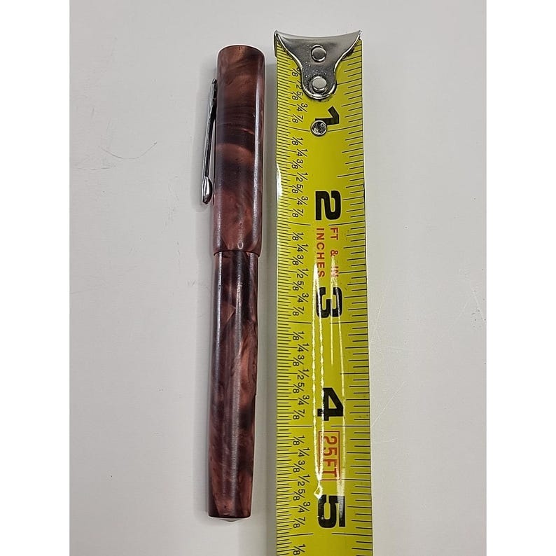 Vintage Red Marbled Jenson Celluloid Fountain Pen 5" image 10