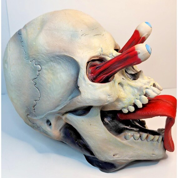 Illusive Concepts Popping Eye Skull Halloween Mask 90s Vintage Super Rare Large View 4