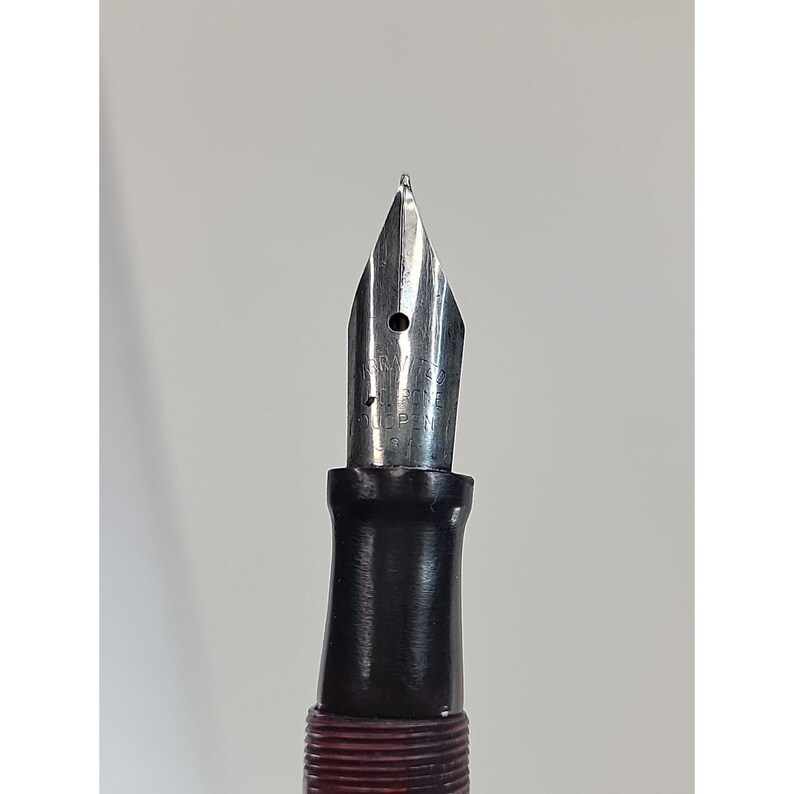 Vintage Red Marbled Jenson Celluloid Fountain Pen 5" image 7