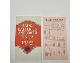 1926年ウィラードラジオマニュアルガイド - ラジオ用電池と電源ユニット（価格付き）