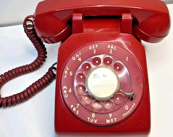 Vintage Red Rotary Dial Telephone Bell System Western Electric Untested 500