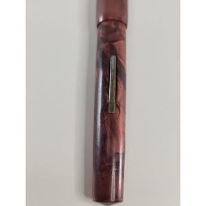 Vintage Red Marbled Jenson Celluloid Fountain Pen 5" image 3