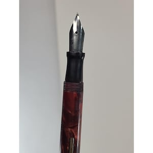 Vintage Red Marbled Jenson Celluloid Fountain Pen 5" image 6