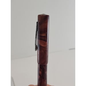 Vintage Red Marbled Jenson Celluloid Fountain Pen 5" image 4
