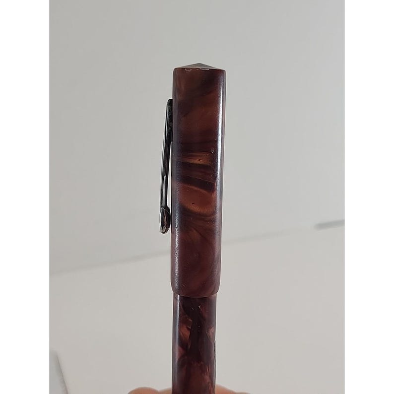 Vintage Red Marbled Jenson Celluloid Fountain Pen 5" image 4