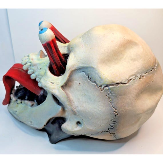Illusive Concepts Popping Eye Skull Halloween Mask 90s Vintage Super Rare Large View 6