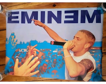 Eminem at Concert with Crowd Vintage 2000 Poster Hip Hop 34" x 23.5"
